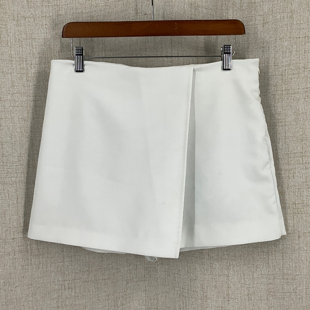 Zara Skort Women L White Wrap Front Minimalist Preppy Classic Clean Girl Preppy - Picture 1 of 9